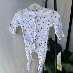 Shabby Chic Butterfly Ruffle Snap Down Footie / Size 3-6 Mons